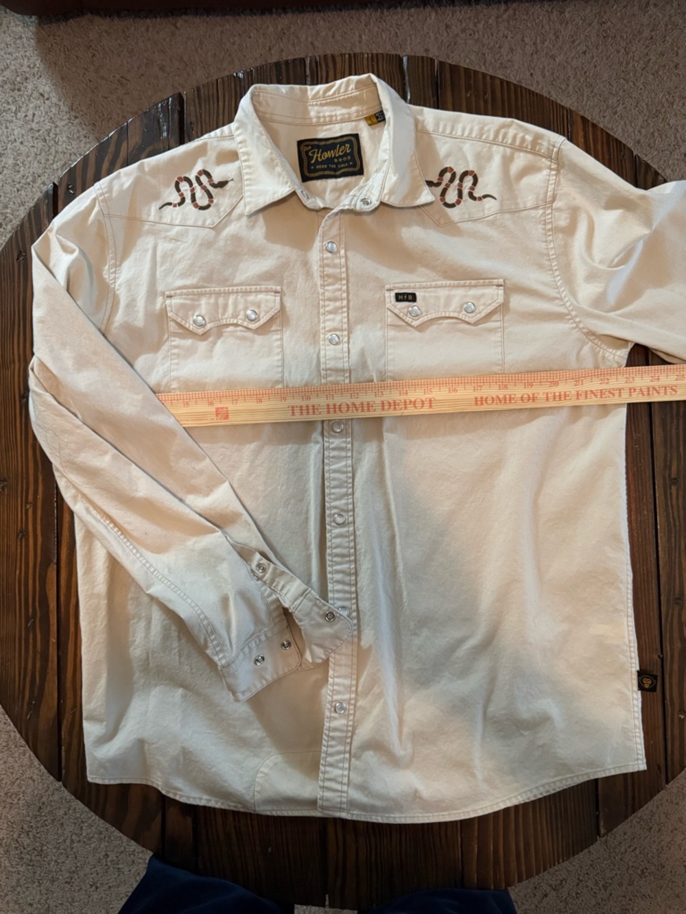 Howler Brothers Western Pearl Snap Shirt with snake Embroidered Yokes size Large